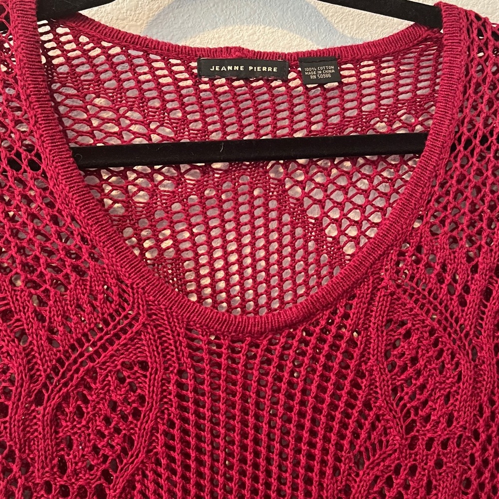 Boho Red Beach Cover- Up
Open Knit 
Asymmetrical hem
100% Cotton